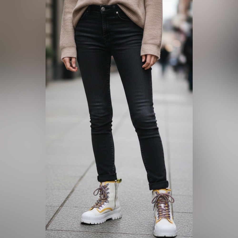 Urban outfitters White and Yellow High-Top Boots